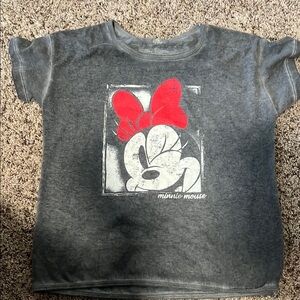 Disney Gray and Red Short Sleeve Tee with Cartoon Graphic